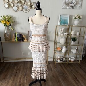 Bandolino Cream and Brown Midi Dress